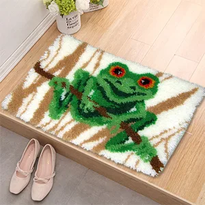 Rug Hooking Kits  Latch Hook Kits for Adults  Tree Frog Latch Hook Rug Kits for Kids  with Latch Hook and Preprinted Canvas - Scene