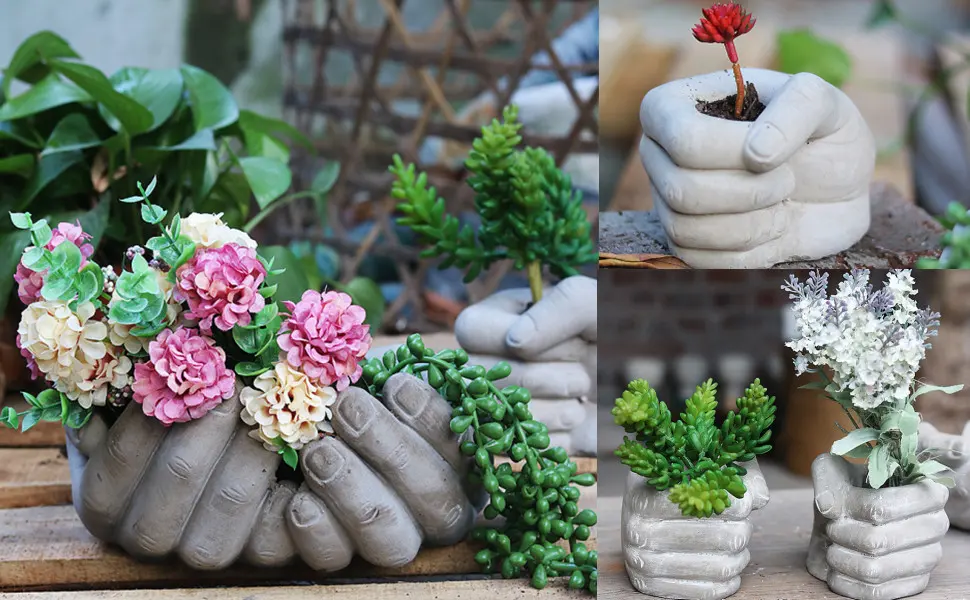Hand Shaped Flower Pot Cement Silicone Mold  Concrete Clay Succulent Planter Mold Dish Resin Mold Jewelry Storage Mould Epoxy Casting Mold Hands - product information 1