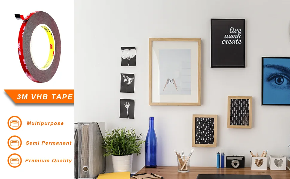 LAPANDA Double Sided Tape  Waterproof Heavy Duty Foam Tape  36.5FT Length  0.4 Inch Width for Car  Home Decor  Office Decor 11M/36.5FT - product information 1