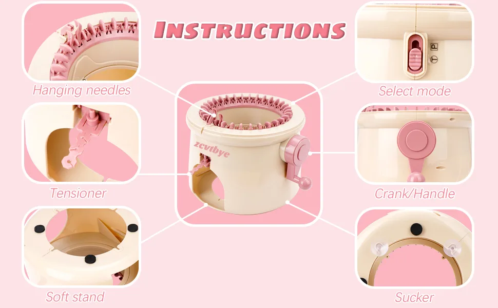 32 Needles Knitting Machine  Smart Weaving Loom Round Knitting Machines DIY Knitting Board Rotating Double Loom for Adults and Kids - 32 Needles Knitting Machines