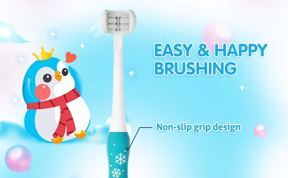 RAZOKO 3 Sided Toothbrush Kids Triple-Angle Training Toothbrush for Toddler Oral Care Great Angle Bristles Clean Each Tooth  Soft and Gentle - product information 2