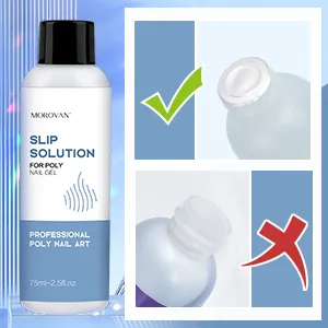 Morovan Poly Gel Slip Solution 150ml Poly Nail Gel Liquid Slip Solution with Brush Extension Nail Liquid Slip Solution Bottle Cap as A Cup Poly Gel Solution Liquid Easy DIY Gel Solution at Home - Leak-proof design