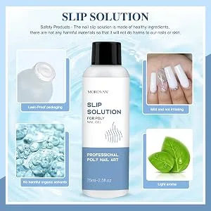 Morovan Poly Gel Slip Solution 150ml Poly Nail Gel Liquid Slip Solution with Brush Extension Nail Liquid Slip Solution Bottle Cap as A Cup Poly Gel Solution Liquid Easy DIY Gel Solution at Home - Safe and Cruelty-free