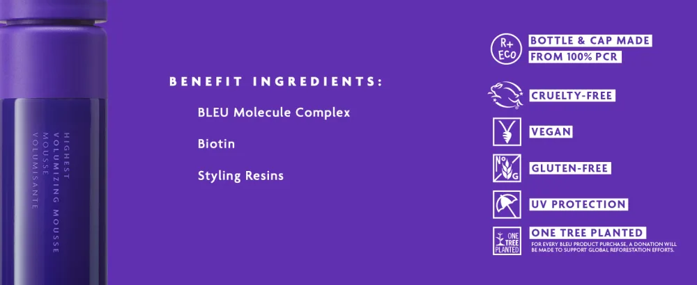 R+Co BLEU Highest Volumizing Mousse | Visibly Thickens  Long-Lasting Volume  Softness + Shine | Vegan  Sustainable + Cruelty-Free | 6.3 Oz - Highest Volumizing Mousse