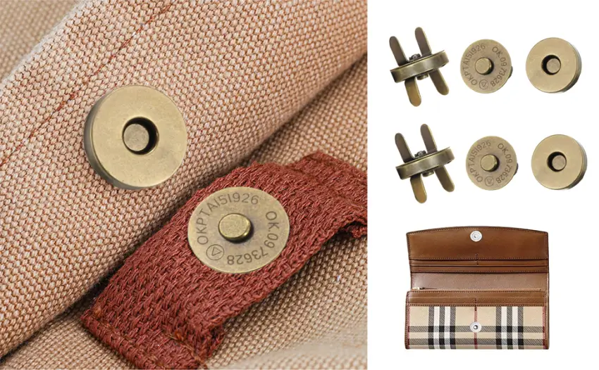 20 Set Magnetic Snaps  Purse Magnetic Bag Fastener Clasp Magnetic Button Replacement Kit for Sewing  DIY Craft  Purses  Bags  Clothes  Leather (Bronze 14MM) - Magnetic Snaps z
