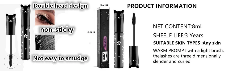 2 PCS Purple Cat eye mascara Colored Makeup Waterproof Fast Dry Eyelashes Curling Lengthening Makeup Eye Lengthening  Lifting  Curling - LONG AND CURLEED, THICK AND FULL mascara for sensitive eyes