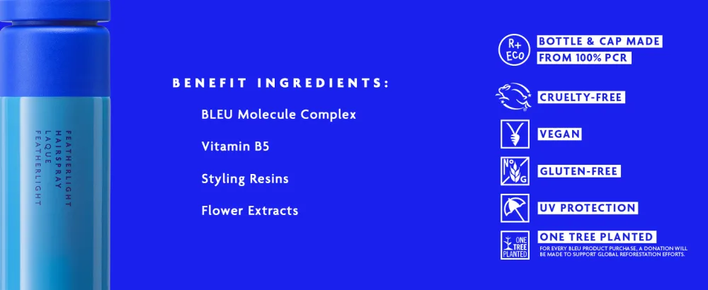 R+Co BLEU Featherlight Hairspray | Flexible Memory + Lightweight Control | Vegan  Sustainable + Cruelty-Free | 8.33 Oz - Featherlight Hairspray Key Ingredients