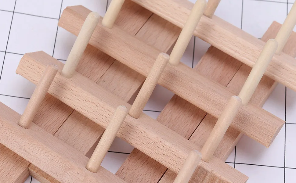 Abaodam 12 Thread Holder Hair braiding Rack Spool Wooden Braid Divider Stand Separator- Spool Folding Beech Reel Bobbin Thread Organizer Frame Rack for Quilting Crafts Sewing Embroidery - Bobbin Thread Rack