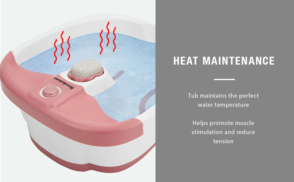 Brookstone Hydro Bubble Foot Spa  Invigorating Bubble Massage  Raised Massage Nodes  Toe-Touch Controls  Splash Guard  Heat Maintenance  Tub Maintains Warmth  Exfoliating Pumice Stone  At-Home Spa - Hydro Bubble Foot Spa, Invigorating Bubble Massage
