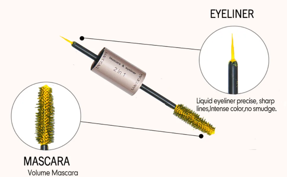 Maydear 2 in 1 Color Mascara  Liquid Eyeliner+Mascara  Longlasting  Smudge-Proof  Voluminous and Charming Mascara  Multiple colors available - Rose - product information 3