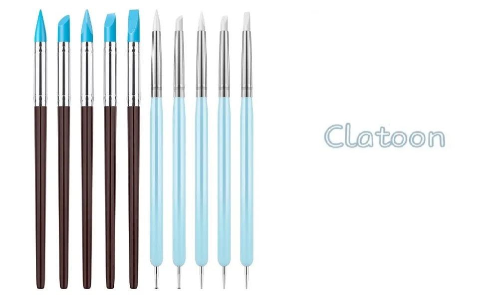 Clatoon 10Pcs Silicone Clay Sculpting Tool  Modeling Dotting Tool & Pottery Craft use for DIY Handicraft  Silicone Brush  Sculpture Pottery  Nail Art - Clatoon 10Pcs Silicone Clay Sculpting Tool