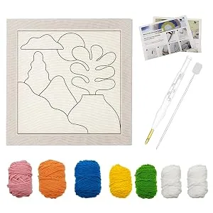 HAND U JOURNEY Landscape Punch Needle Kit/Rug Yarn Hooking Beginner Kit 9.4''x9.4'' with Adjustable Punch Pen for Kids Adults Craft Gift - punch needle kit