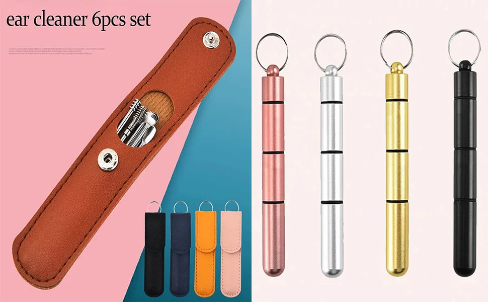 Innovative Spring Earwax Cleaner Tool Set - Spiral Design Stainless Steel Ear Picks  Ear Cleansing Tool Set  Ear Curette Cleaner  Ear Wax Removal Kit with Storage Box (C2) (A4) - Ear cleaner tools set