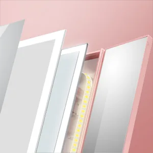 Makeup Mirror Trifold Mirror with Lights - 3 Color Lighting Modes 72 LED Vanity Mirror  1x/2x/3x Magnification  Touch Control Design  Portable High Definition Cosmetic Lighted Up Mirror Pale Pink - product information 3