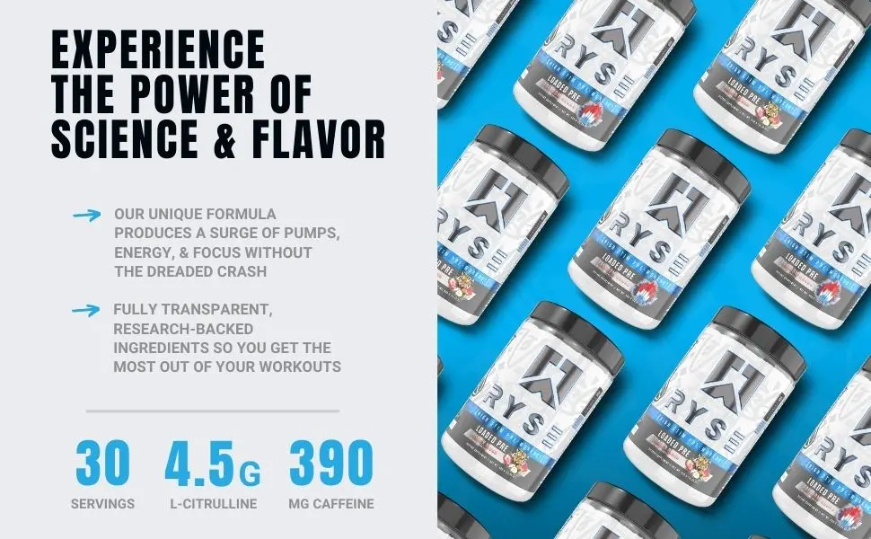 Ryse Core Series Loaded Pre | Pump  Energy  Strength | L-Citrulline  Beta Alanine  L-Theanine  Caffeine  and Thinkamine | 30 Servings (Tiger's Blood) - Ryse Loaded Pre