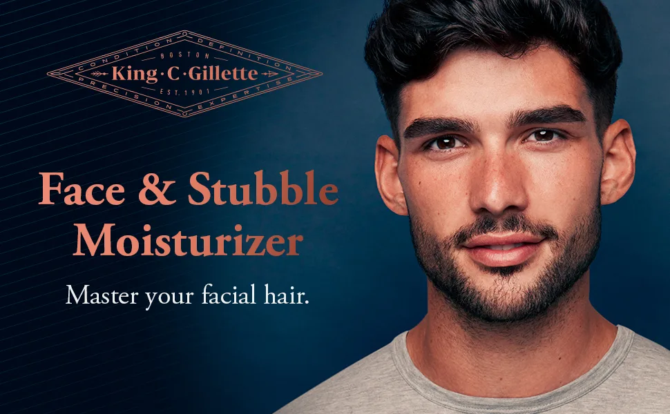 King C. Gillette Moisturizer for Face & Stubble with Vitamin B3 and B5 Complex  Face Moisturizer for Men  100 mL - Face & Stubble Moisturizer