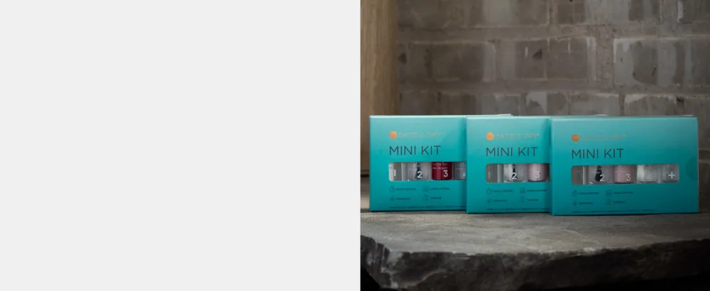 Dazzle Dry Mini Kit 4 Step System - Raspberry Rush  a full coverage raspberry with purple undertones. (5 Piece Kit) - mini kit