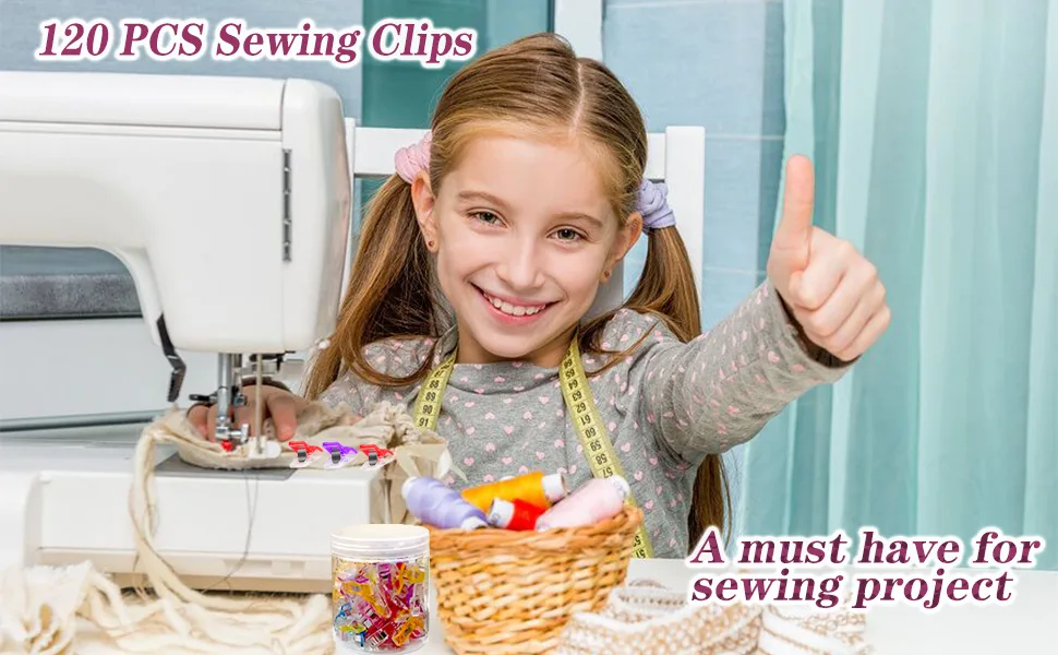 120 PCS Multipurpose Sewing Clips for Fabric  Mini Clips for Sewing  Sewing Fasteners Clips  Multi-Color Crafting Tools for Fabric Sewing Binding Crafting (Multiple Colour-120PCS) - sewing clips