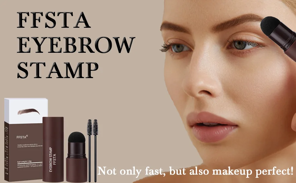 FFSTA brow Stamp Stencil Kit Brow Stamp And Shaping Kit Eyebrow Stamp Kit Eyebrow Stamp Stencil Kit (Natural Brown) 13 Piece Set Natural Brown - brow stamp kit