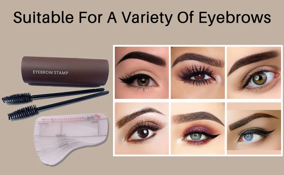 FFSTA brow Stamp Stencil Kit Brow Stamp And Shaping Kit Eyebrow Stamp Kit Eyebrow Stamp Stencil Kit (Natural Brown) 13 Piece Set Natural Brown - brow Stamp Stencil Kit,
