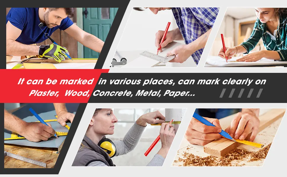 20 Pieces Carpenter Pencils Flat Pencils 2 Pieces Retractable Carpenter Pencil Holders 2 Pieces Carpenter Pencil Sharpeners Carpenter Pencils Cutter Marking Tool Set (Black Refill) - product information 4