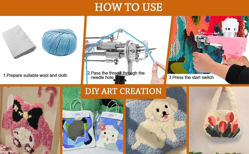 Cut Pile Rug Tufting Gun - wuyule Electric Carpet Tufting Gun Kit Rug Tufting Gun Machine Starter Kit 7-21mm BLUE - How to use