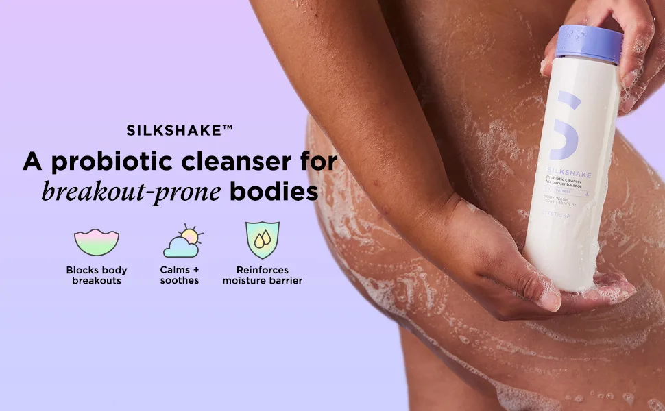 SILKSHAKE by ZitSticka - Probiotic-Rich Body Cleanser for Acne-Prone Skin with tea tree and Omegas 3  6 & 9. 10.14 oz. - A probiotic-rich cleanser for breakout-prone bodies