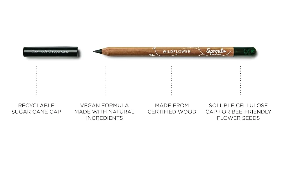 Sprout Waterproof Browliner | Vegan Formula | Plantable Browliner Pencil with Wildflower Seeds | Eco-Friendly Sustainable Makeup Gift | Brown - pencil