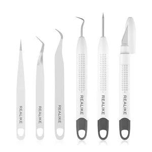 REALIKE Craft Weeding Tools for Vinyl Cardstock Crafting Basic Set Scraper/Spatula/Scissors/Tweezers Tool Kit for Cricut/Silhouette/Siser HTV/Oracal Vinyl Blue 5 Tools - product information 4