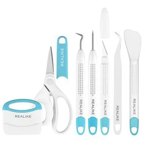 REALIKE Craft Weeding Tools for Vinyl Cardstock Crafting Basic Set Scraper/Spatula/Scissors/Tweezers Tool Kit for Cricut/Silhouette/Siser HTV/Oracal Vinyl Blue 5 Tools - product information 5