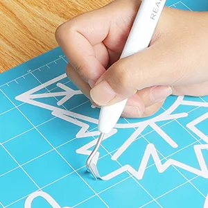 REALIKE Craft Weeding Tools for Vinyl Cardstock Crafting Basic Set Scraper/Spatula/Scissors/Tweezers Tool Kit for Cricut/Silhouette/Siser HTV/Oracal Vinyl Blue 5 Tools - product information 6