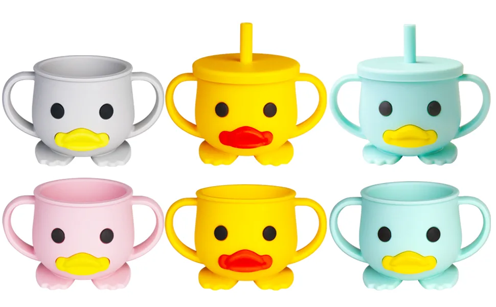 Toddler Cup  Silicone Training Cup  Sippy Cup for Baby  Baby Led Weaning Cup With Lid & Double Handle  Unbreakable  7oz  6+ Months Sippy Cup-Yellow - product information 1