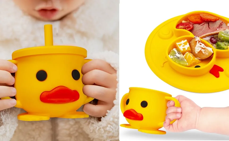 Toddler Cup  Silicone Training Cup  Sippy Cup for Baby  Baby Led Weaning Cup With Lid & Double Handle  Unbreakable  7oz  6+ Months Sippy Cup-Yellow - product information 2