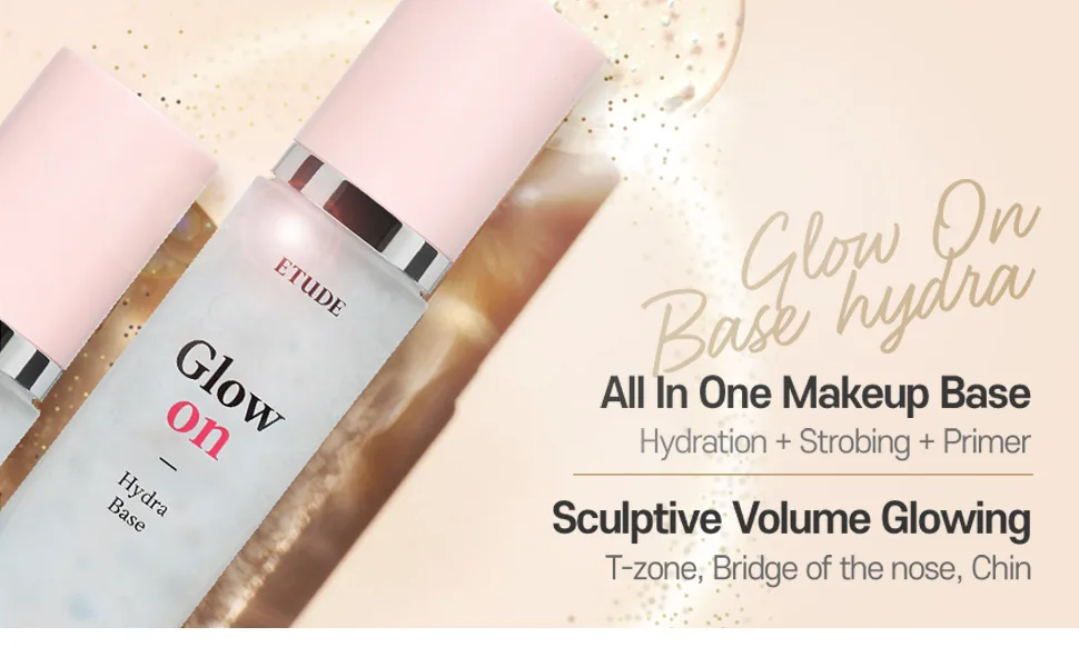 ETUDE Glow On Base Hydra 30ml (21AD) | All-in-One Makeup Hydration Glowing Base with a Long-Lasting Effect and Dewy Finish | Korean Makeup Hydra - Glow on Base Hydra