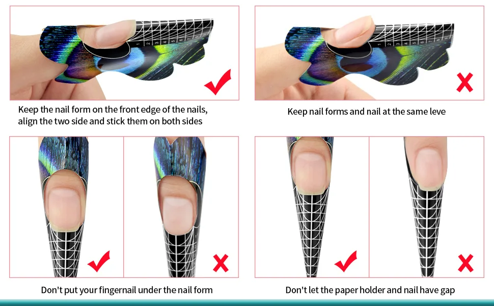 100pcs Pro Almond Stiletto Tips Nail Form Leopard Tiger Giraffe Pattern Sturdy Forms for C Curve Acrylic UV Gel Nails Builder False Nail Extension Nail Art Tool Guide Stickers (NTF065-Peacock Pattern) - nail form forms acrylic nails gel sticker builder c curve extension long extra tips guide