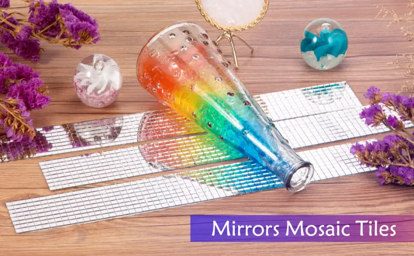 PP OPOUNT 5664 PCS Self Adhesive Mirror Mosaics Sheets  5 x 5 mm Silver Mirrors Mosaic Square Glass for Craft Home Decorations - mosaics tile