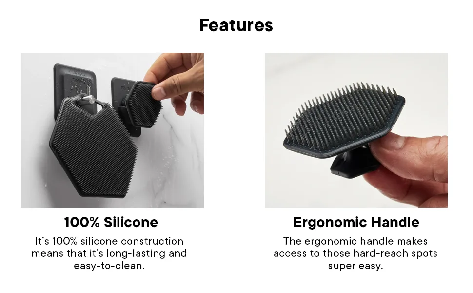 Tooletries - The Ultimate Scrubber Set - with 2X Scrubbers & Holders - Silicone Toiletry Organizer  Shower & Bathroom Accessory - Features Silicone-Grip Technology  Removable & Reusable - Charcoal - The Ultimate Scrubber Set