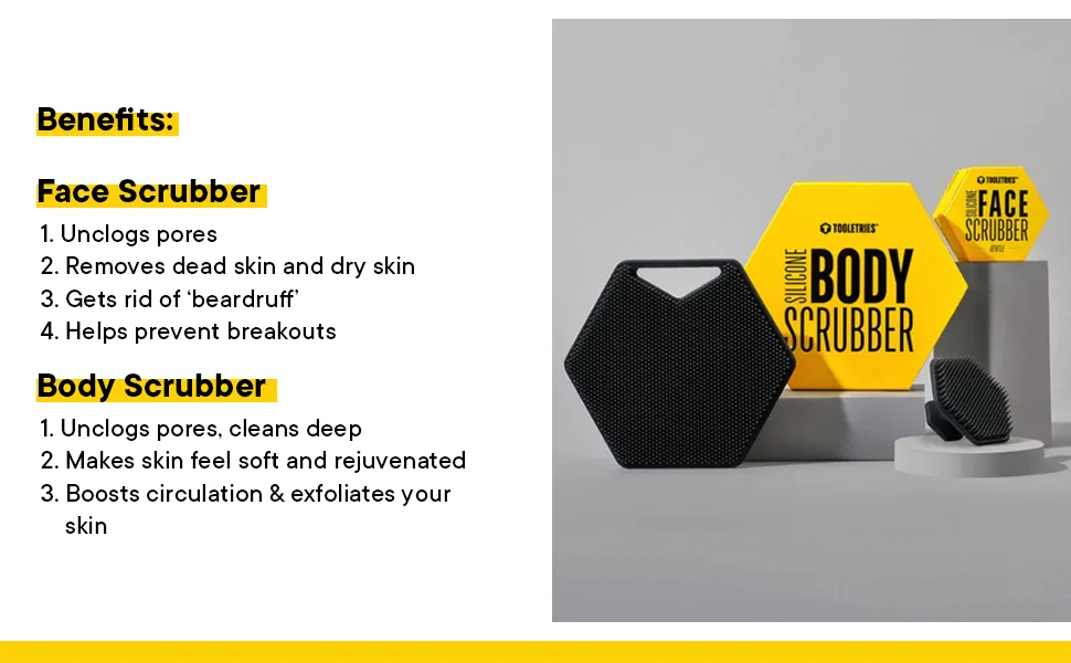 Tooletries - The Ultimate Scrubber Set - with 2X Scrubbers & Holders - Silicone Toiletry Organizer  Shower & Bathroom Accessory - Features Silicone-Grip Technology  Removable & Reusable - Charcoal - The Ultimate Scrubber Set