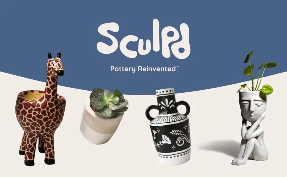 SCULPD Pottery Kit  Air-Dry Clay Starter Kit for Beginners with Gloss Varnish  Paint  Tools and Guide - Sculpd Air-dry Clay Pottery DIY Kits to Make Ceramics at Home