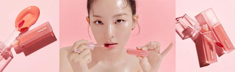 AMUSE DEW TINT  Genuine Product  Korean Cosmetic  Makeup  Lipstick  Tint  Glossy  Vegan (10 ACHIM FIG) - DEW TINT WITH SEULGI