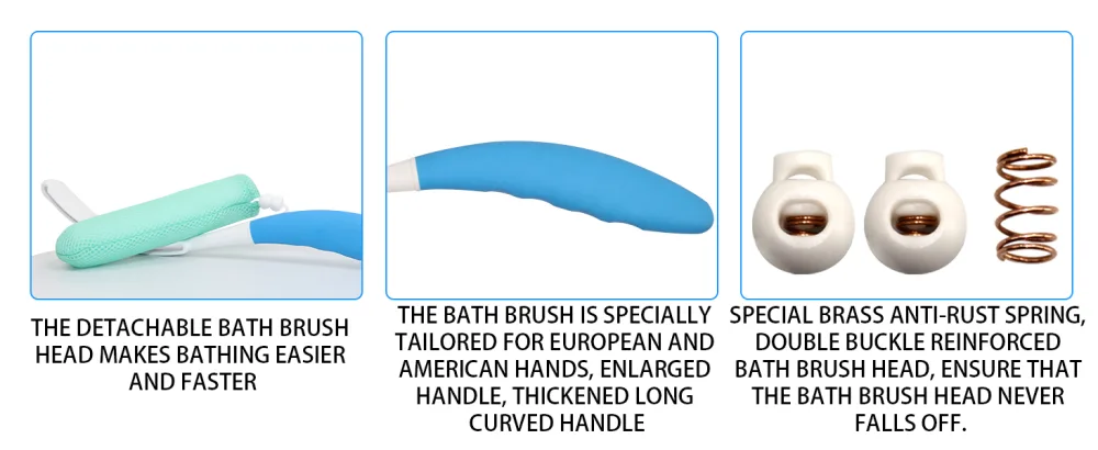 KkaFFe Long Handle Bath Brush 15.35 Anti-Slip Curve Shower Back Brush Ergonomic Streamlined Back Brush Scrubber  Body Brush for Showering for - bath body back brush long handle shower long bath brush shower brush long handle