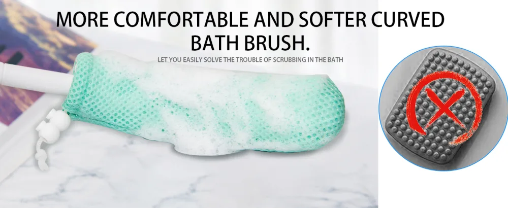 KkaFFe Long Handle Bath Brush 15.35 Anti-Slip Curve Shower Back Brush Ergonomic Streamlined Back Brush Scrubber  Body Brush for Showering for - product information 18