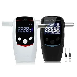iBACheck Breathalyzer with Window Breaker. Rechargeable Alcohol Tester Breath Analyzer to Test Alcohol  Real time Clock and Low Standby Current. Breath Test with 10 Memories (White) - product information 2