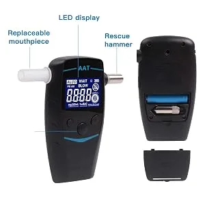 iBACheck Breathalyzer with Window Breaker. Rechargeable Alcohol Tester Breath Analyzer to Test Alcohol  Real time Clock and Low Standby Current. Breath Test with 10 Memories (White) - product information 5