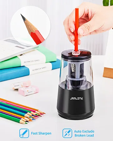 JARLINK Electric Pencil Sharpener  Heavy Duty Pencil Sharpener for 6-12mm Colored Pencils  Auto Stop  Fast Sharpen in 3s  8000 Sharpening Times  Ideal for School  Classroom  Teacher Supplies  Black - product information 3