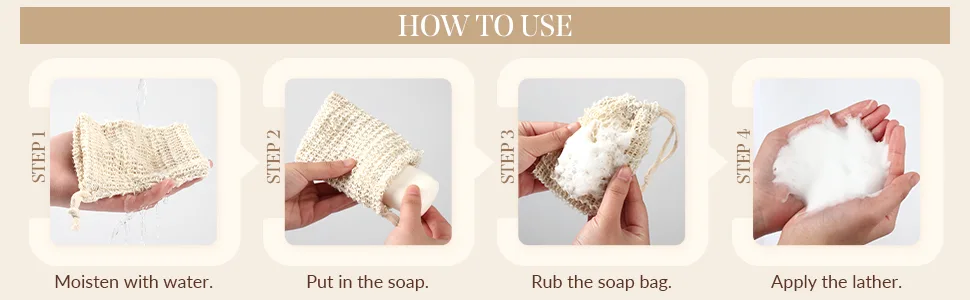 Cunhill Soap Saver Bag with Drawstring Exfoliating Pouch Sisal Soap Savers Mesh Soap Bag Foaming and Drying Soap Holder for Bath and Shower (50) - product information 6