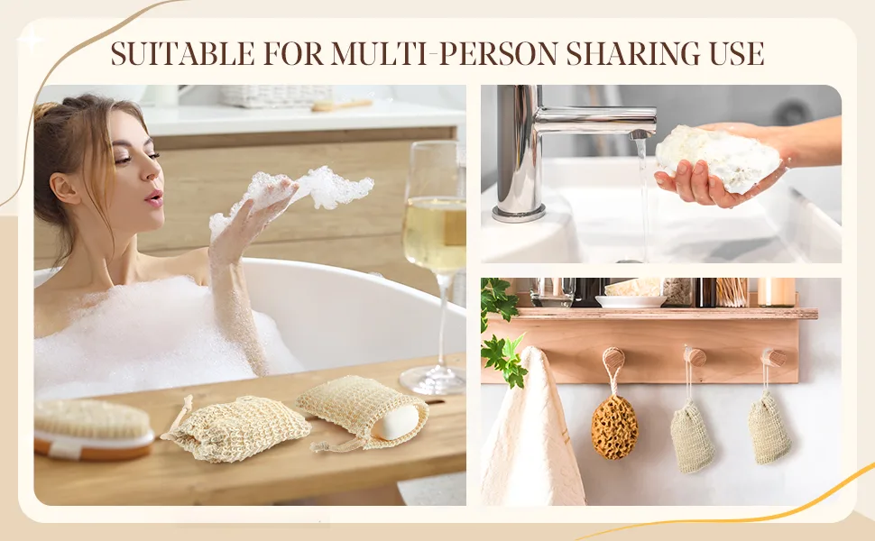 Cunhill Soap Saver Bag with Drawstring Exfoliating Pouch Sisal Soap Savers Mesh Soap Bag Foaming and Drying Soap Holder for Bath and Shower (50) - product information 7
