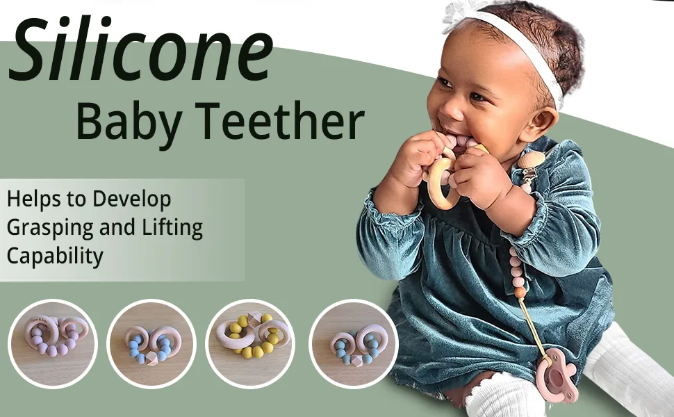 Oliver and Sage Silicone Baby Teether | Rattle For Babies | Teething Toy |Teething Relief Mango - Babyteether