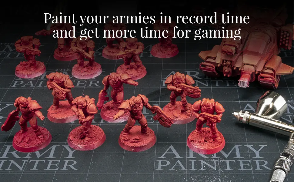 The Army Painter - Warpaints Airbrush Mega Paint Set & Airbrush Paint Thinner Bundle - Non-Toxic Water Based Acrylic Airbrush Paint Set  Flow Improver and Airbrush Medium for Miniature Wargaming - miniatures paint sets and model kits dnd dungeons and dragons terrain
