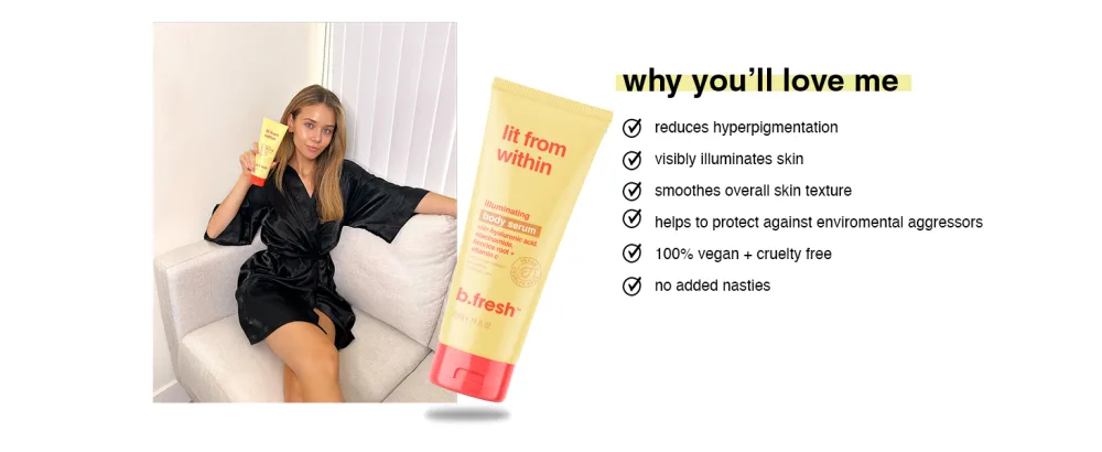 B.TAN b.fresh Daily Moisturizing Body Lotion | Lit From Within Body Serum - 8 Fl Oz - lit from within body serum lotion brightening illumination skin